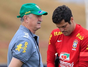 Felipão Scolari Julios Cesar treino Seleção (Foto: Bruno Spada / Vipcomm)