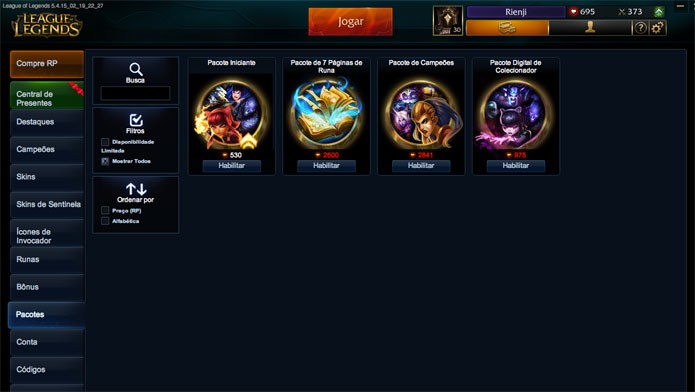 Há sempre outros pacotes disponíveis na loja de LoL (Foto: Reprodução/Felipe Vinha)