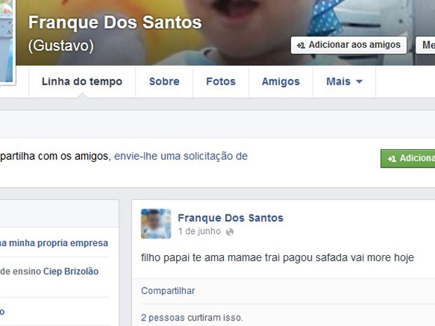 Homem publica intenção de matar a mulher em rede social  (Foto: Reprodução / Facebook )