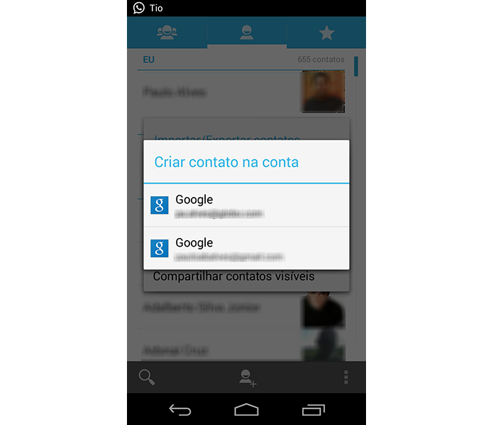 Se tiver mais de uma conta Google, escolha para qual deseja enviar seus contatos do SIM (Foto: Reprodução/Paulo Alves) (Foto: Se tiver mais de uma conta Google, escolha para qual deseja enviar seus contatos do SIM (Foto: Reprodução/Paulo Alves))