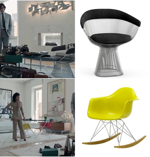 Podemos ver nas imagens a presença da icônica cadeira balanço Eames e também a Warren Platne (Foto: Divulgação)