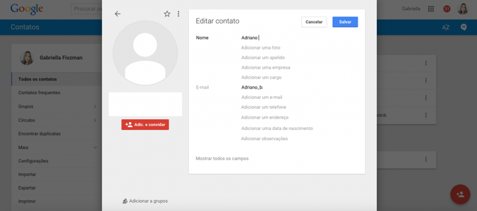 Aperte nos três pontinhos verticais para editar as informações de um contato (Foto: Reprodução/Gabriela Fizsman) Aperte nos três pontinhos verticais para editar as informações de um contato (Foto: Reprodução/Gabriela Fizsman)