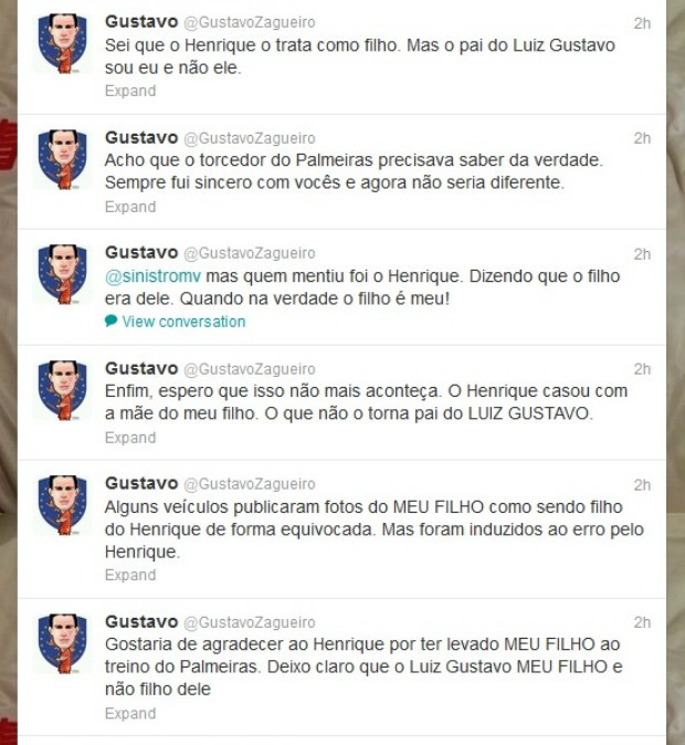 Gustavo reclama de Henrique no Twitter (Foto: reprodução / Twitter)