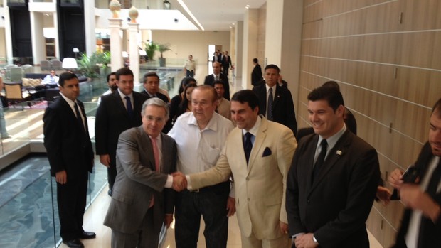 Nicolas Leoz, presidente da Conmebol, e Federico Franco, presidente do Paraguai (Foto: Marcelo Prado)