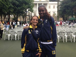 As campeãs olímpicas de vôlei Fabi e Fabiana  (Foto: Mariucha Machado/G1)