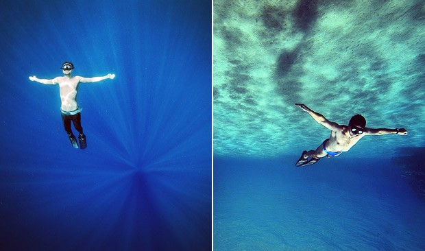 Duas imagens da fotógrafa Annelie Pompe na costa do Egito (Foto: Reprodução / Instagram)