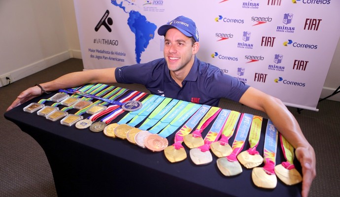 Thiago Pereira - medalhas Jogos Pan-Americanos (Foto: Orlando Bento/Minas)