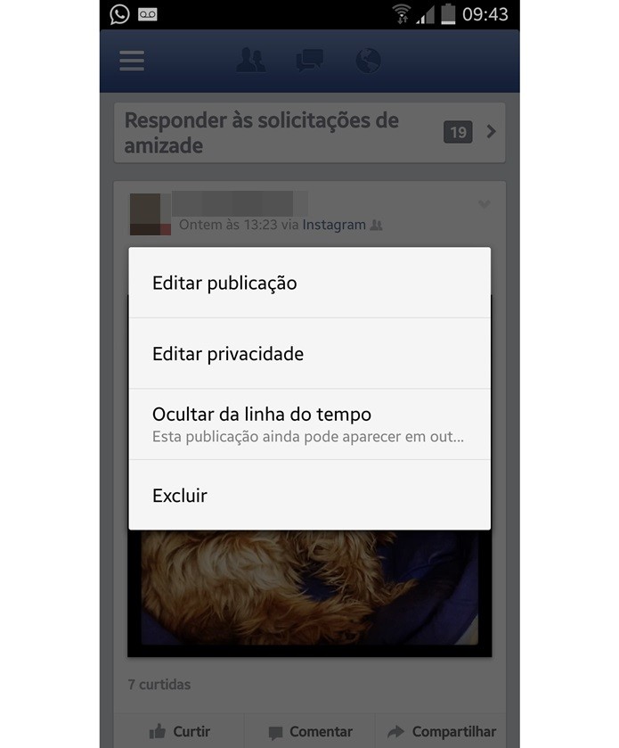 Escolher a opção de alterar quem pode ver suas fotos do Intagram no Facebook (Foto: Reprodução/Carolina Ribeiro)