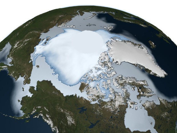 Camada de gelo perene em 1980 no Ártico. (Foto: Nasa)