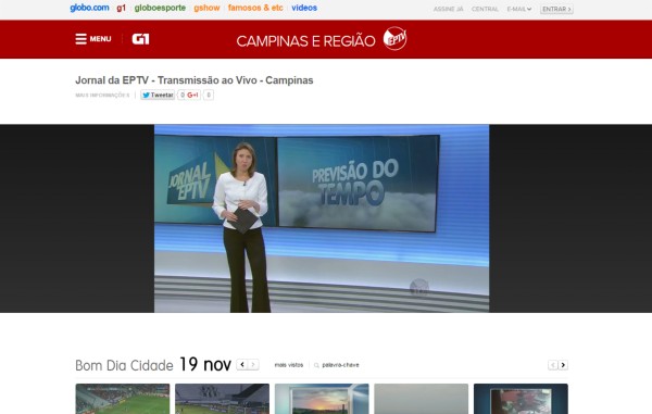 G1 transmite Jornal da EPTV ao vivo na internet (Foto: reprodução G1)