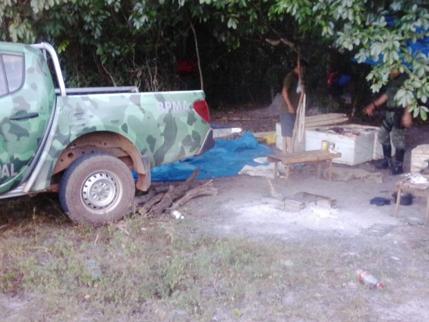 Produto foi apreendido em acampamento em São Valério do Tocantins (Foto: 3º Companhia Ambiental de Gurupi/Divulgação)