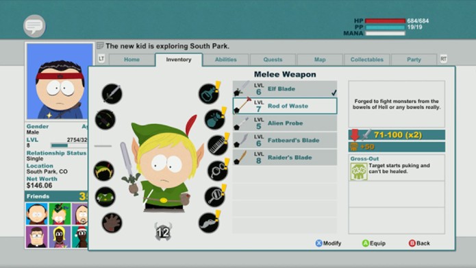 south-park-equipar-acessorios-equipamentos-armas