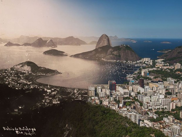Vista da Praia de Botafogo em dois tempos (Foto: Augusto Malta e Marcello Cavalcanti / Divulgação)