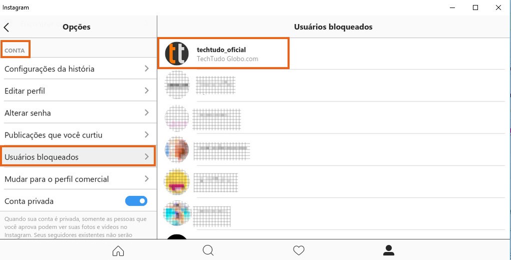 Encontre a lista de usuários bloqueados no Instagram (Foto: (Foto: Reprodução/Barbara Mannara)) Encontre a lista de usuários bloqueados no Instagram (Foto: (Foto: Reprodução/Barbara Mannara))