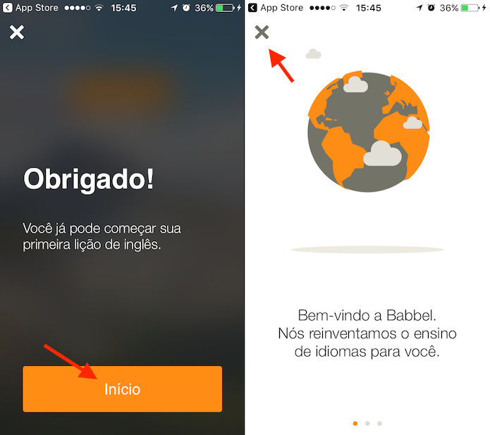 Caminho para finalizar a configuração inicial do aplicativo Babbel (Foto: Reprodução/Marvin Costa)