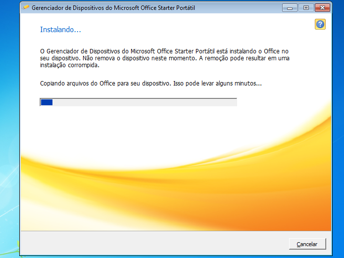 MS Office Starter Portátil sendo instalado no disco (Foto: Reprodução/Edivaldo Brito)