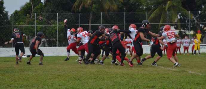 João Pessoa Espectros 12 x 10 América Bulls, no Estádio Teixeirão, em Santa Rita-PB (Foto: Rammom Monte / GloboEsporte.com/pb)