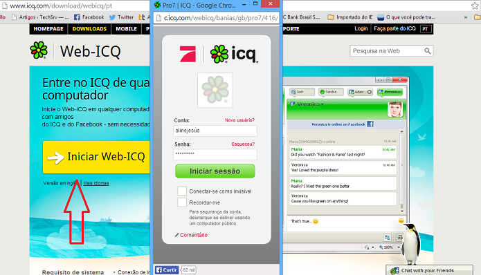 Tela de login do ICQ web para desktop (Foto: Aline Jesus/Reprodução)