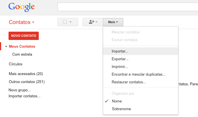 Importando contatos para a conta do Google (Foto: Reprodução/Helito Bijora)