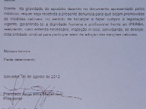 Denúncia sindicato médicos Iperba Salvador Bahia (Foto: Reprodução/TVBahia)