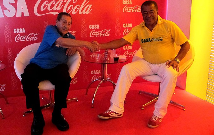 Jairzinho e Ghiggia copa do mundo casa coca-cola (Foto: Gustavo Rotstein)