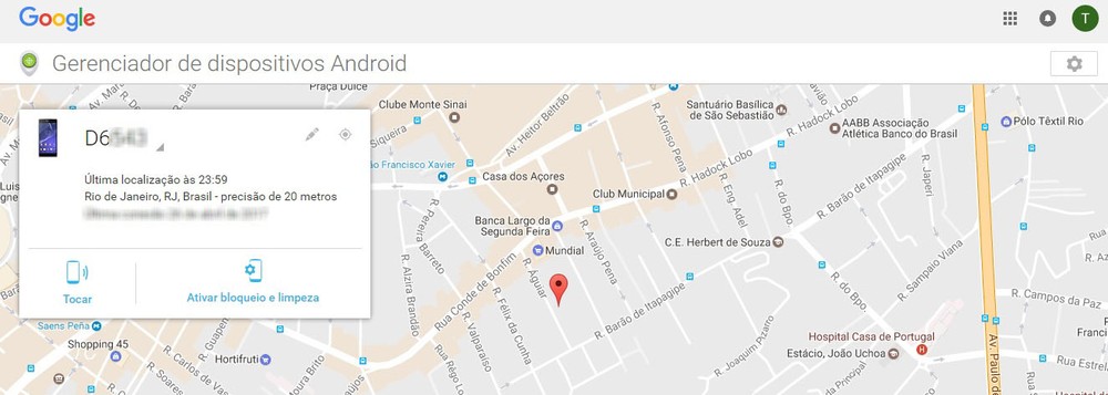 O Google exibirá a localização do seu celular (Foto: Reprodução/Camila Peres)