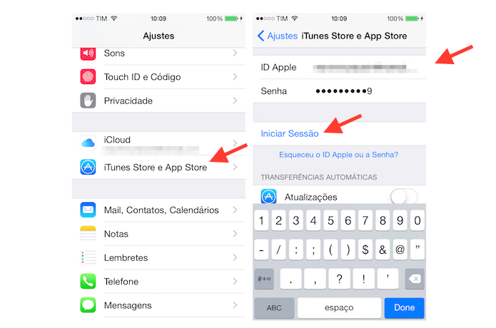 Vinculando uma ID da Apple as configurações da App Store (Foto: Reprodução/Marvin Costa)