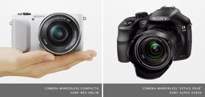 Câmera mirrorless Sony Alpha A3000 possui "estilo DSLR", mas utiliza o sistema de lentes "E", mesmo das mirrorless compactas (Foto: Divulgação/Sony) (Foto: Câmera mirrorless Sony Alpha A3000 possui "estilo DSLR", mas utiliza o sistema de lentes "E", mesmo das mirrorless compactas (Foto: Divulgação/Sony)) Câmera mirrorless Sony Alpha A3000 possui "estilo DSLR", mas utiliza o sistema de lentes "E", mesmo das mirrorless compactas (Foto: Divulgação/Sony) (Foto: Câmera mirrorless Sony Alpha A3000 possui "estilo DSLR", mas utiliza o sistema de lentes "E", mesmo das mirrorless compactas (Foto: Divulgação/Sony))