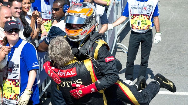 Romain Grosjean comemora no GP do Canadá (Foto: AP) Romain Grosjean comemora no GP do Canadá (Foto: AP)