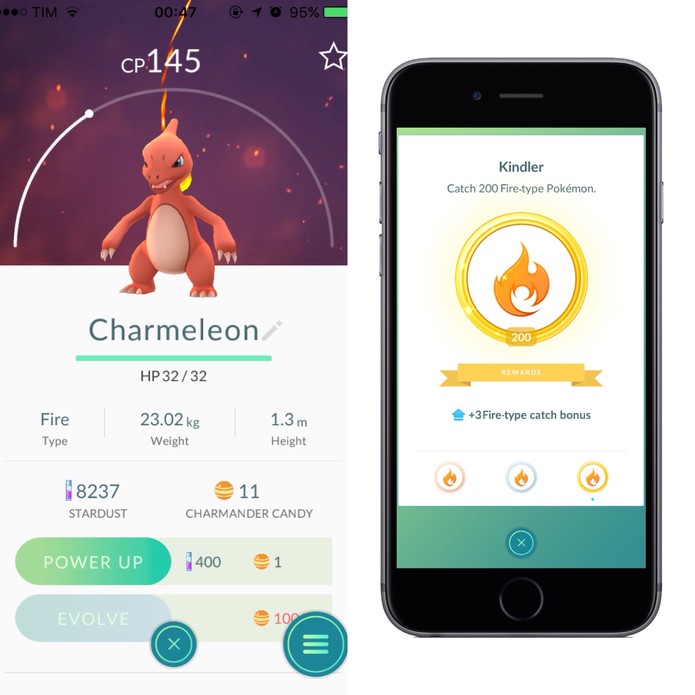 Exemplo de medalha de Fogo em Pokémon Go (Foto: Reprodução/Felipe Vinha)