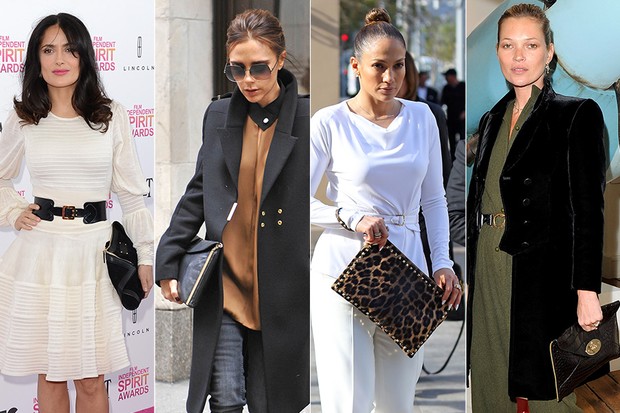 Maxi Clutch - Salma Hayek, Victoria Beckham, Jennifer Lopez e Kate Moss (Foto: Getty Images)