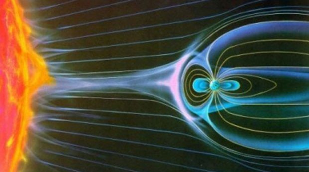  A magnetosfera, o campo magnético da Terra, impede que as partículas solares cheguem à superfície do planeta (Foto: BBC/Nasa)