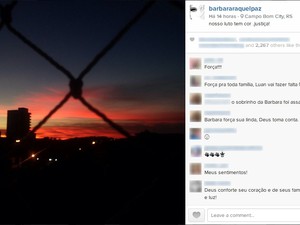 Bárbara Paz postou uma foto pedindo por justiça pelo assassinato do sobrinho em Campo Bom (Foto: Arquivo Pessoal)