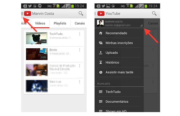 Acessando as configurações do aplicativo do YouTube no Android (Foto: Reprodução/Marvin Costa)