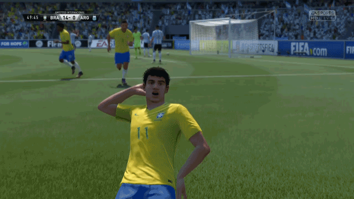Corra para as câmeras depois de marcar um gol em Fifa 17 (Foto: Reprodução/Murilo Molina)