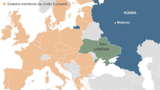 mapa ucrânia e união europeia (Foto: BBC)