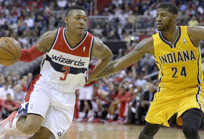 Basquete NBA - Indiana Pacers x Washington Wizards, Bradley Beal e Paul George (Foto: EFE)