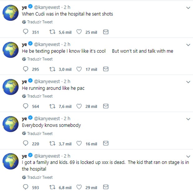 Kanye West faz posts dizendo que Drake o ameaçou (Foto: Reprodução/Twitter) Kanye West faz posts dizendo que Drake o ameaçou (Foto: Reprodução/Twitter)