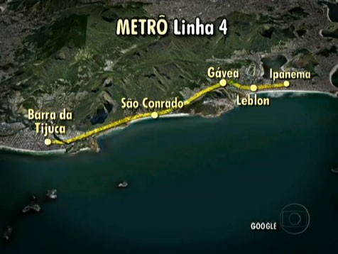 Linha 4 do metrô vai ligar a Zona Sul à Barra da Tijuca (Foto: Reprodução TV Globo )