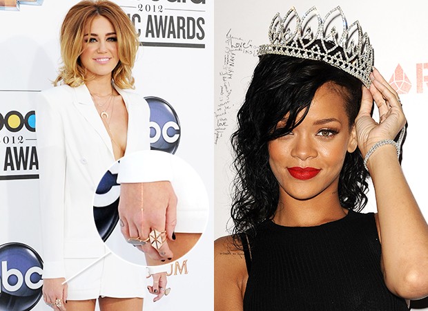 Hand Jewellery - Rihanna e Miley Cyrus  (Foto: Agência Getty Images)