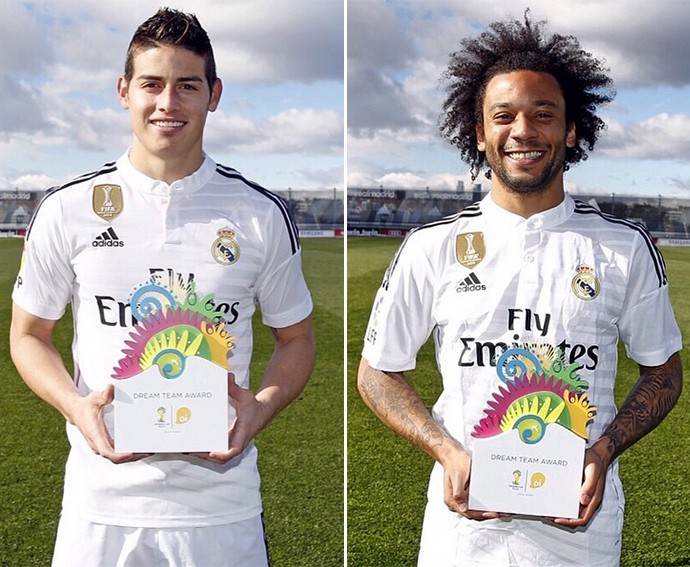 Marcelo e James Trofeu Dream Team da Copa de 2014