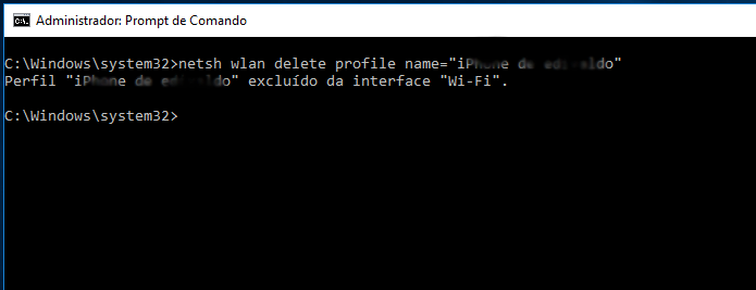 Apagando um perfil de rede sem fio armazenado no PC (Foto: Reprodução/Edivaldo Brito)
