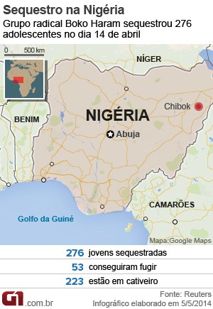 Arte mapa sequestro Nigéria (Foto: G1)