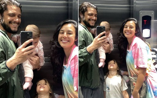 Bruno Gissoni faz selfie em família Yanna Lavigne e as filhas