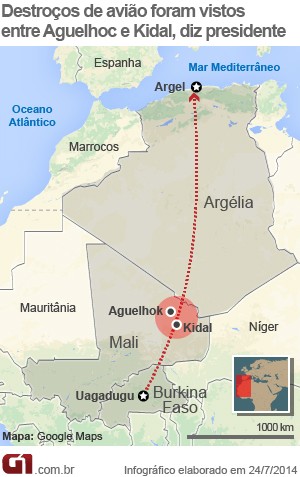Mapa Avião áfrica Argélia V2 (Foto: Editoria de Arte/G1)