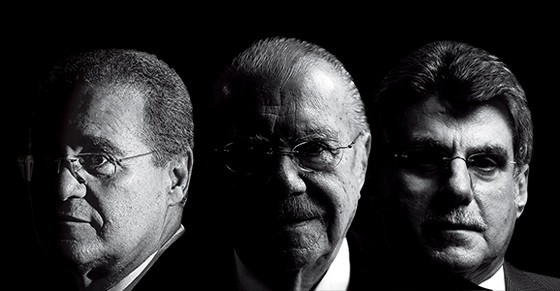 O TRIO O presidente do Senado, Renan Calheiros, o ex-presidente José Sarney e o senador Romero Jucá. Rodrigo Janot afirma que as conversas deles caracterizam tentativas de obstruir a Justiça (Foto: Alan Marques/Folhapress, JuanJo Martin/EFE e Diego Bresani/Ed. Globo) O TRIO O presidente do Senado, Renan Calheiros, o ex-presidente José Sarney e o senador Romero Jucá. Rodrigo Janot afirma que as conversas deles caracterizam tentativas de obstruir a Justiça (Foto: Alan Marques/Folhapress, JuanJo Martin/EFE e Diego Bresani/Ed. Globo)
