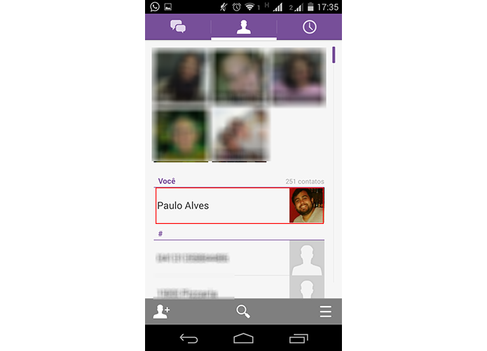 Escolha um contato (Foto: Reproduo/Paulo Alves)