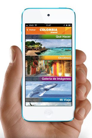 Aplicativo para smartphone com informações turísticas sobre a Colômbia (Foto: Divulgação/Proexport Colombia)