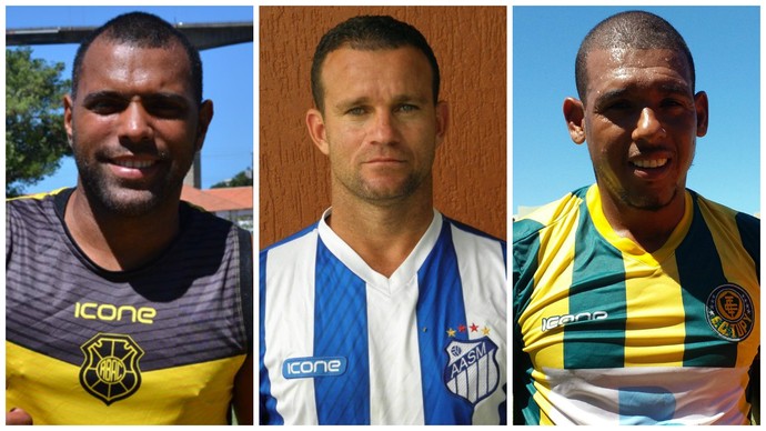 Márcio Carioca (Rio Branco-ES), Paulinho Pimentel (São Mateus) e Lambiru (Tupy-ES) (Foto: GloboEsporte.com)