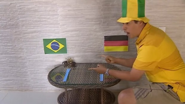 Caranguejo Zé Cabeça prevê vitória brasileira sobre alemães (Foto: Reprodução SporTV)